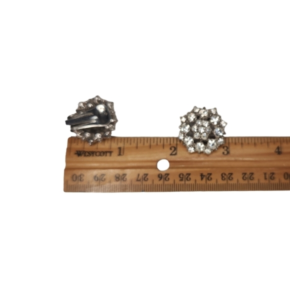 Vintage Rhinestone Clip On Earrings - Picture 3 of 4